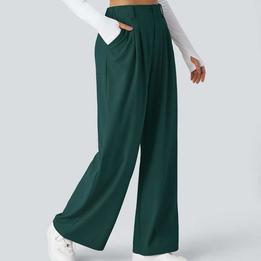 NWT Halara Dark Green Flex Waffle Knit Pants Size XL - Picture 3 of 6
